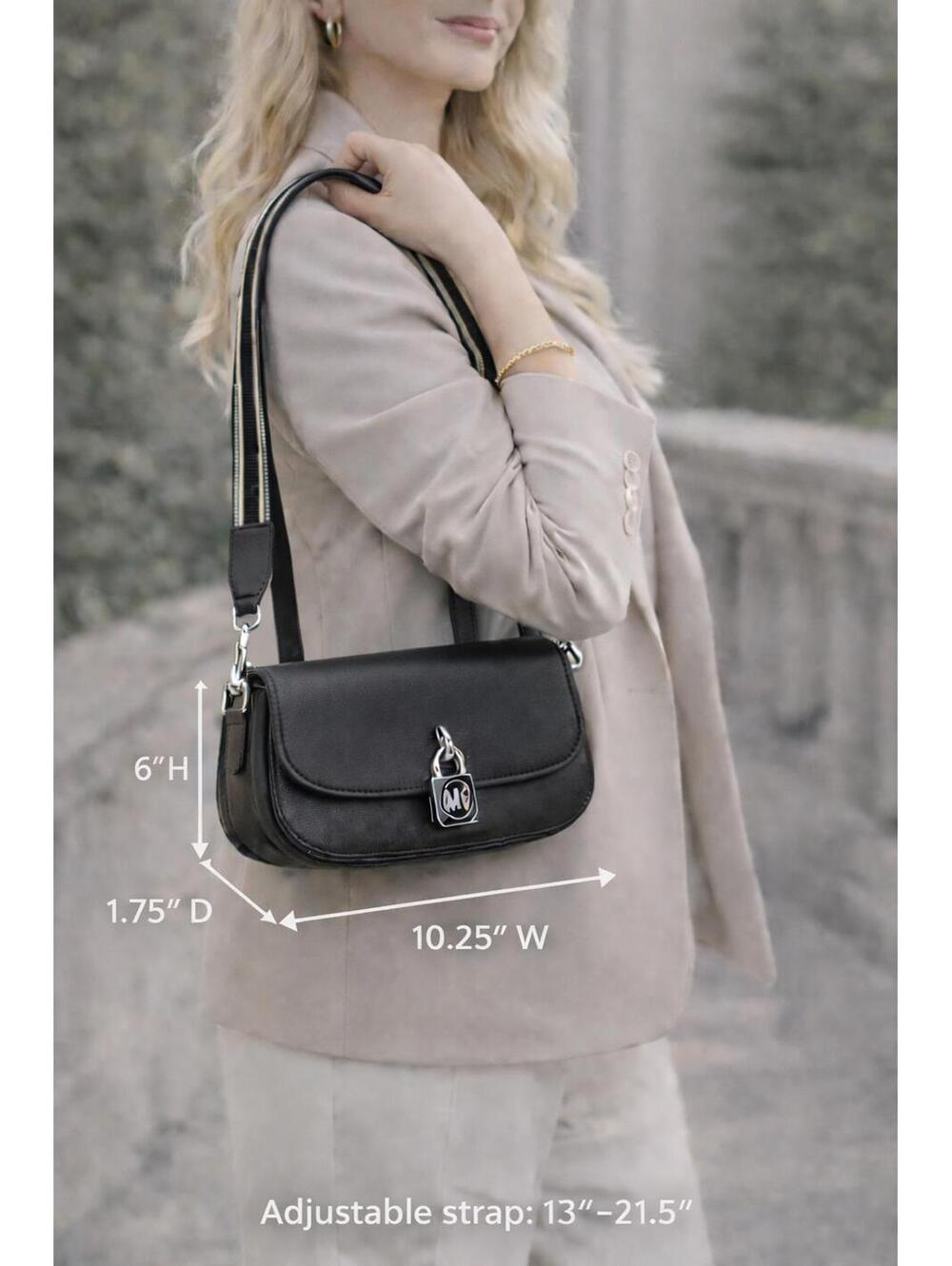 Black Michael Kors Mila Medium Leather Messenger Bag